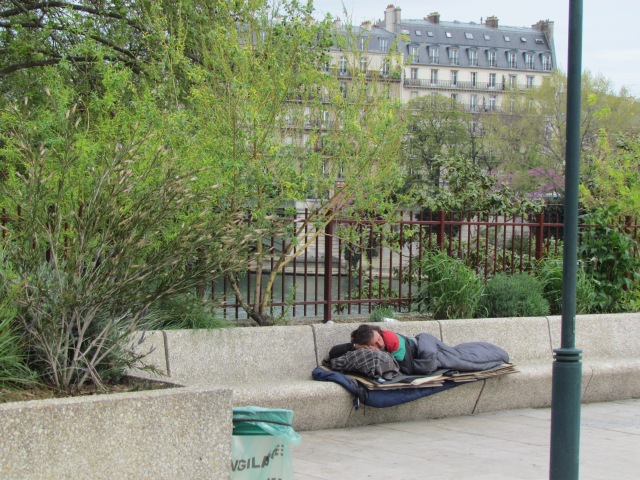 This is the only homeless man we saw while in Paris. 